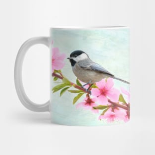 Chickadee and Peach Blossoms Mug